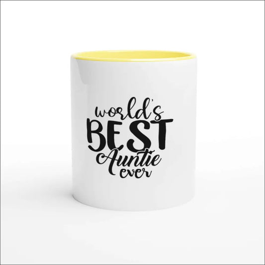 Bästa moster mugg för fikastunden grafisk vit-gul design - Print Material