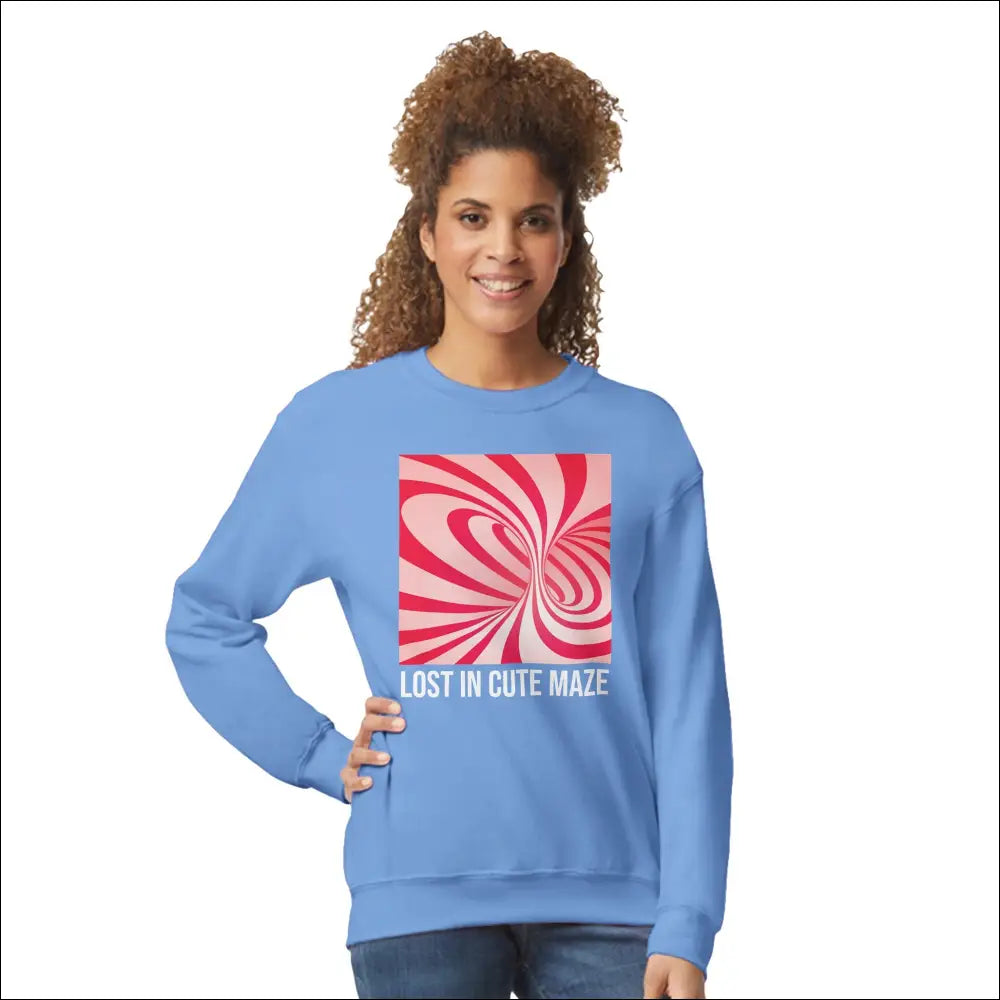 Rosa sweatshirt med text och abstrakt stil design - Carolina Blå / S - Print Material