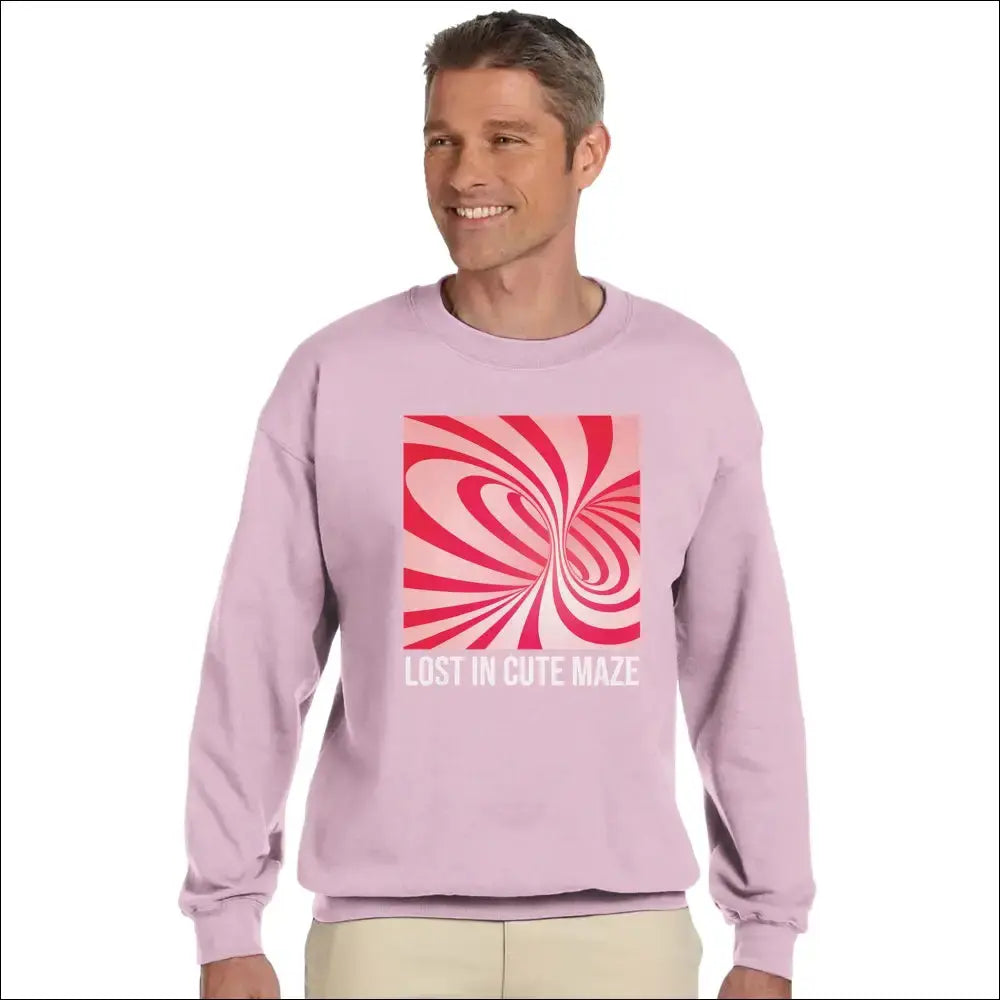 Rosa sweatshirt med text och abstrakt stil design - Print Material