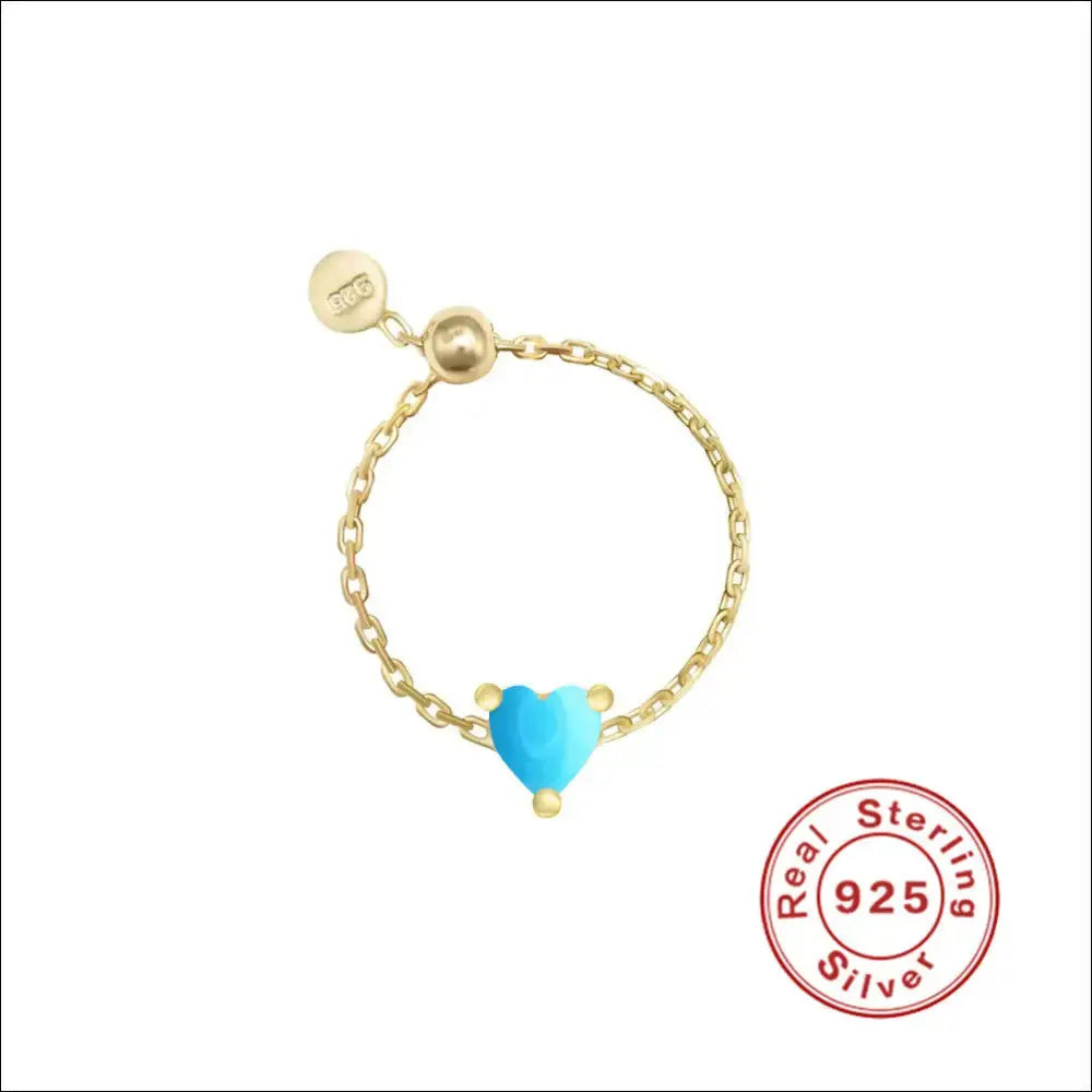 Skör som kärleken – hjärtformat smycke i silver och Zircon - Guld Hjärta Turkos / 30 gr / Silver - Silverring