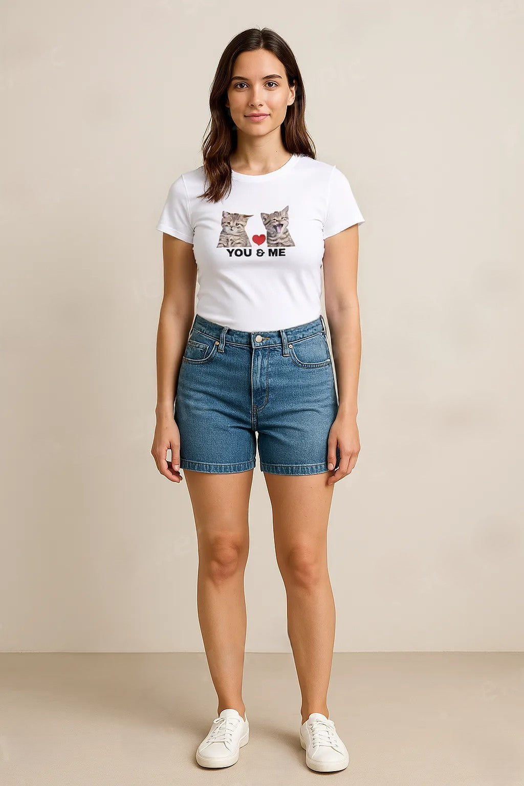 Kattdesign You and Me T-shirt för Damer