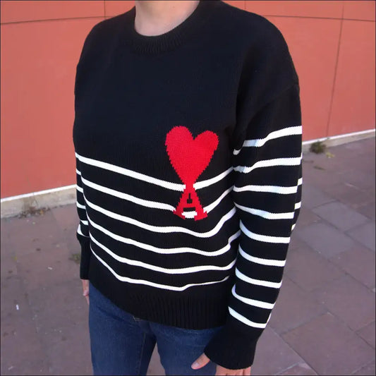 Stickad ami tröja från AMI Paris med hjärta och randig design Tröjor