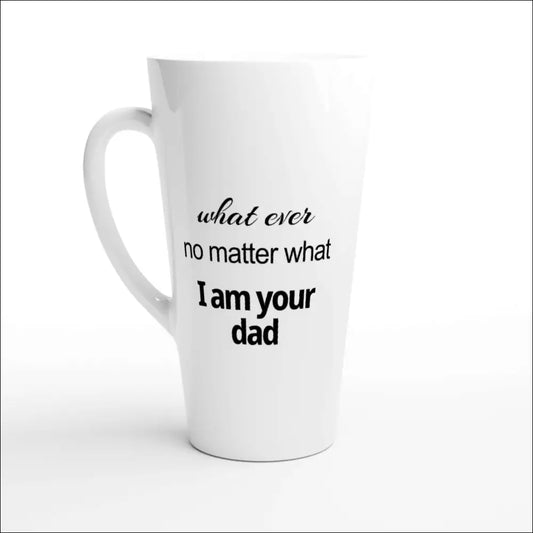 Vit keramisk 17oz mugg med budskap till pappa, svart tryckt text med hjärtan, diskmaskin och mikrovågsugn säker.