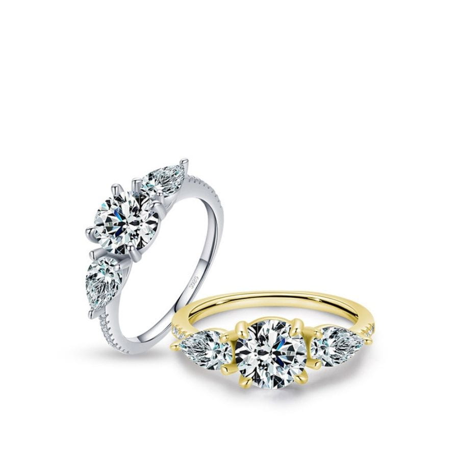 Silverring med ädelsten och diamantdesign