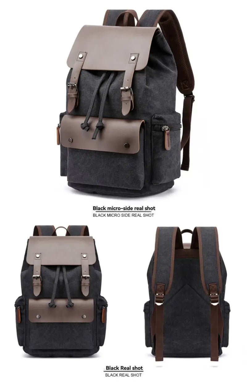 Large Canvas Computer Backpack Multiple Compartments