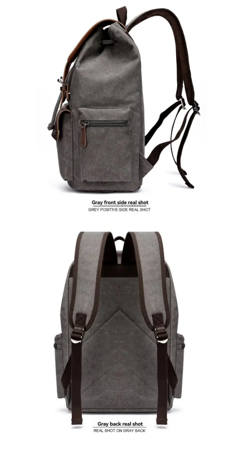 Large Canvas Computer Backpack Multiple Compartments