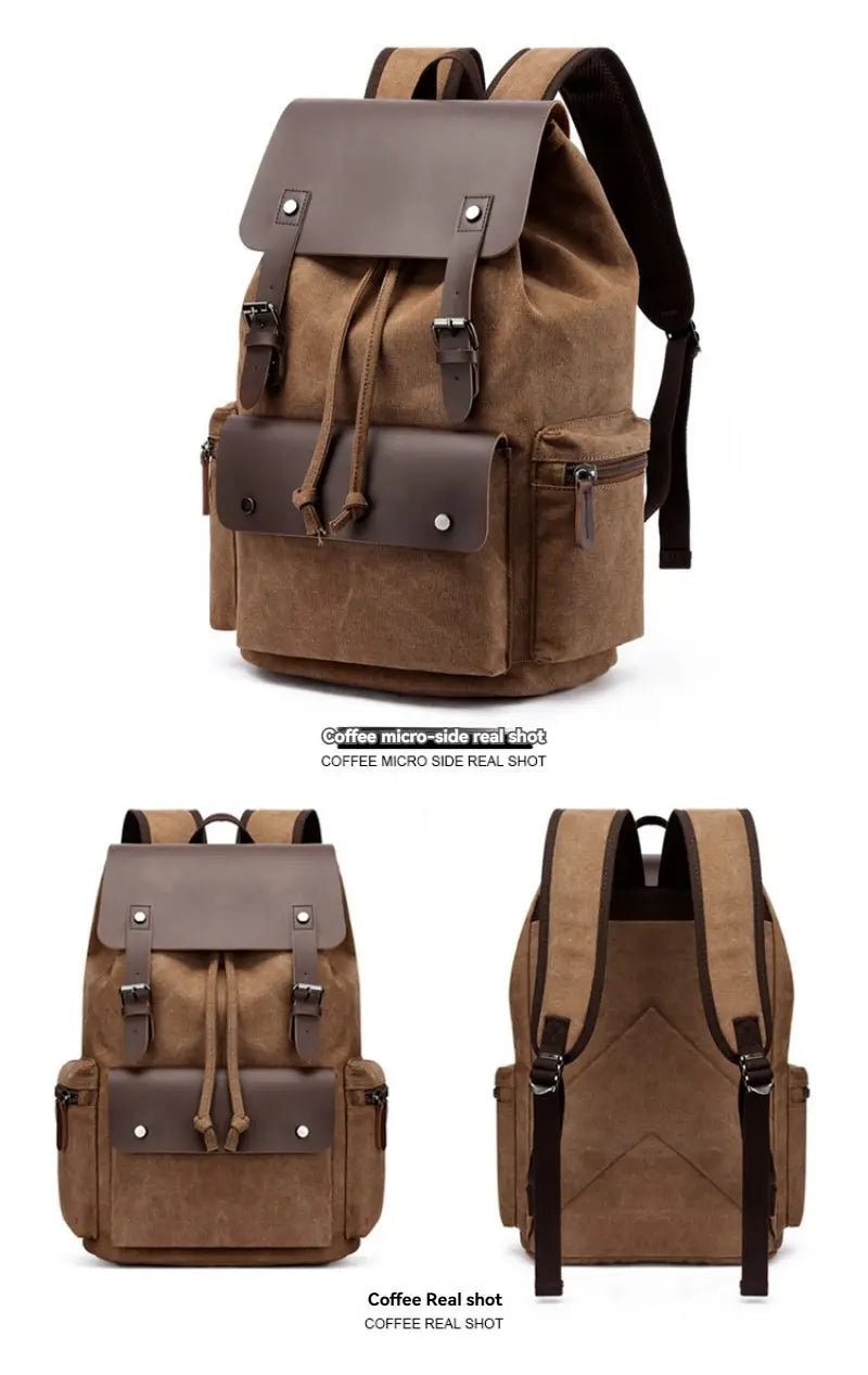 Large Canvas Computer Backpack Multiple Compartments