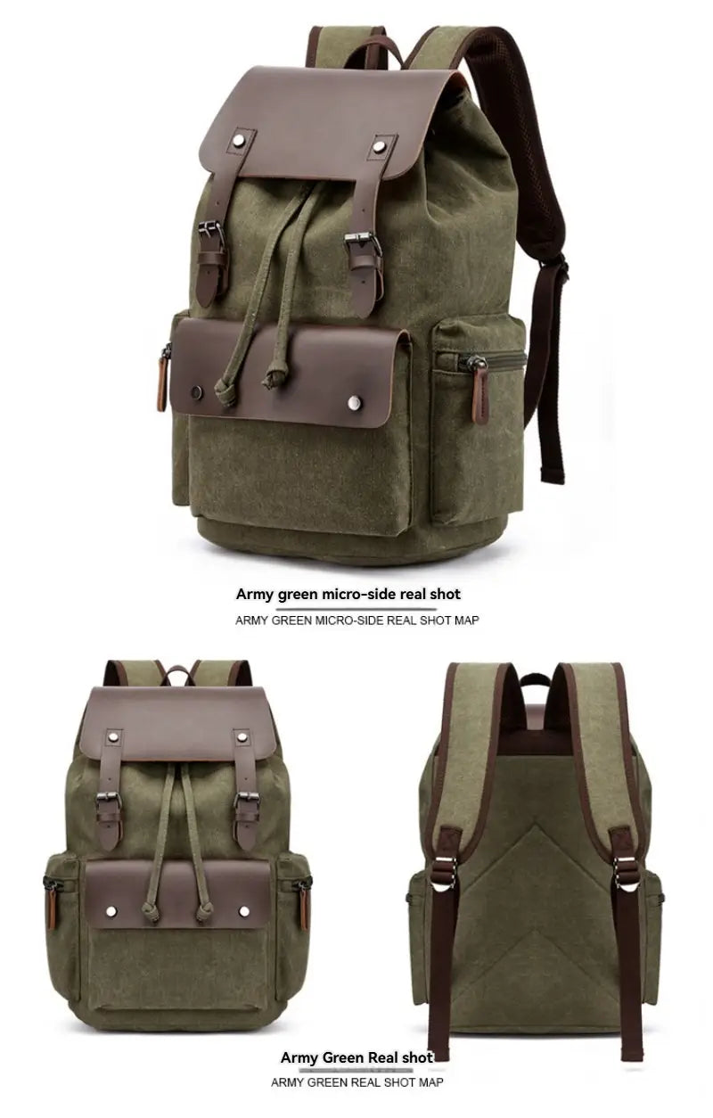 Large Canvas Computer Backpack Multiple Compartments