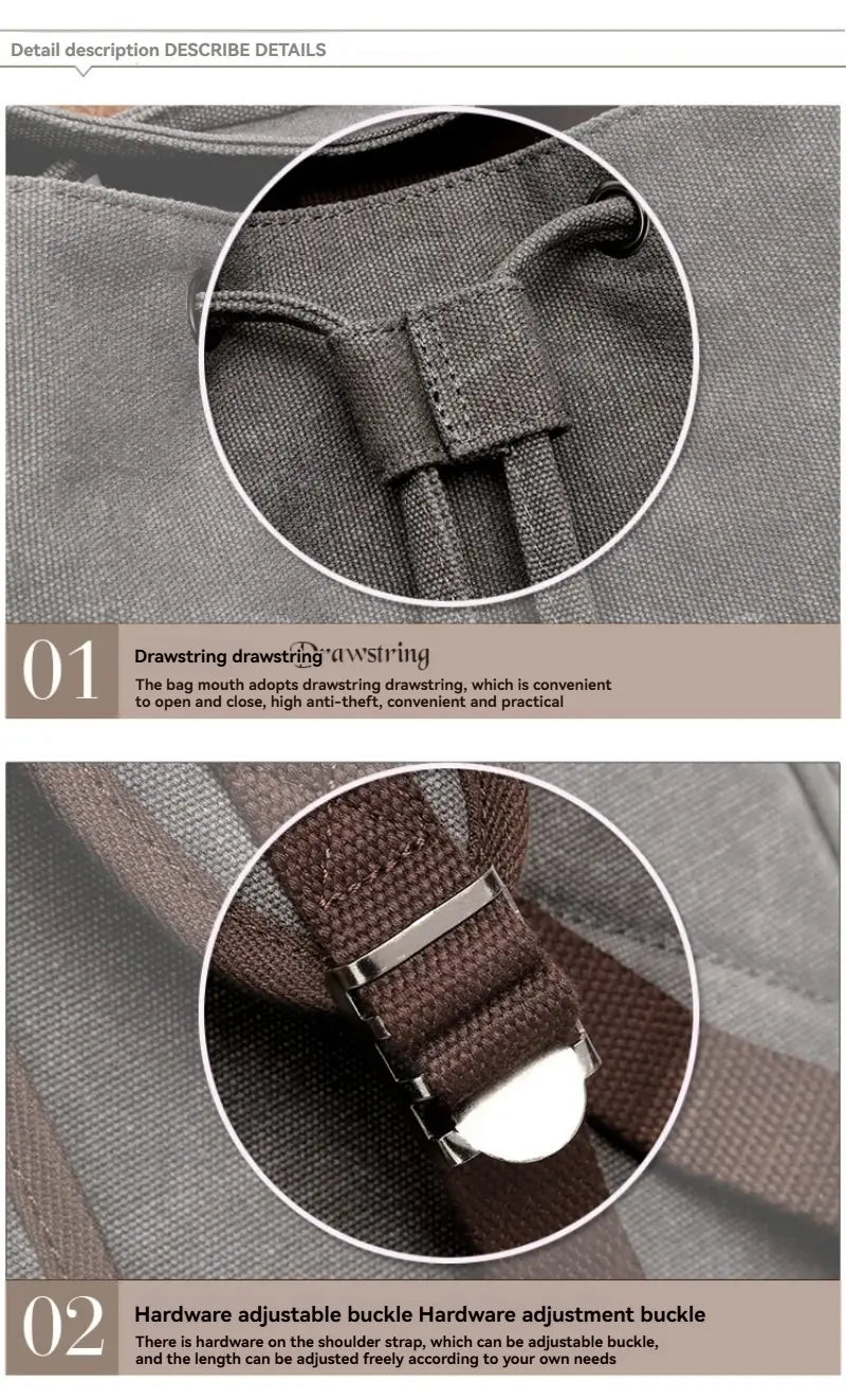Large Canvas Computer Backpack Multiple Compartments