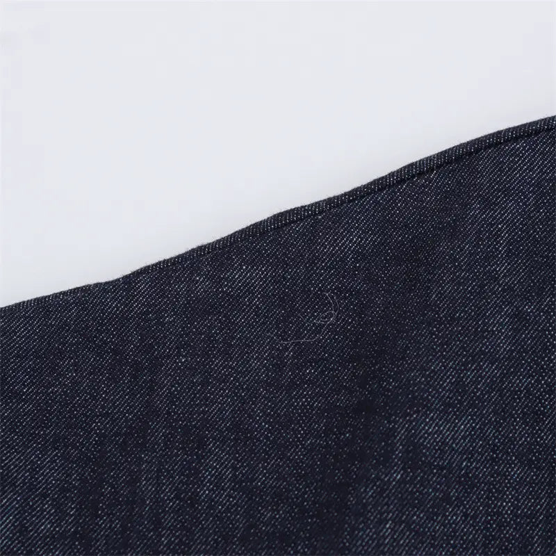 Elegant Midi Skjortklänning i Denim