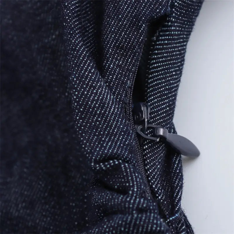 Elegant Midi Skjortklänning i Denim