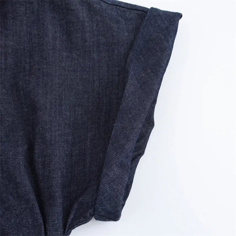 Elegant Midi Skjortklänning i Denim