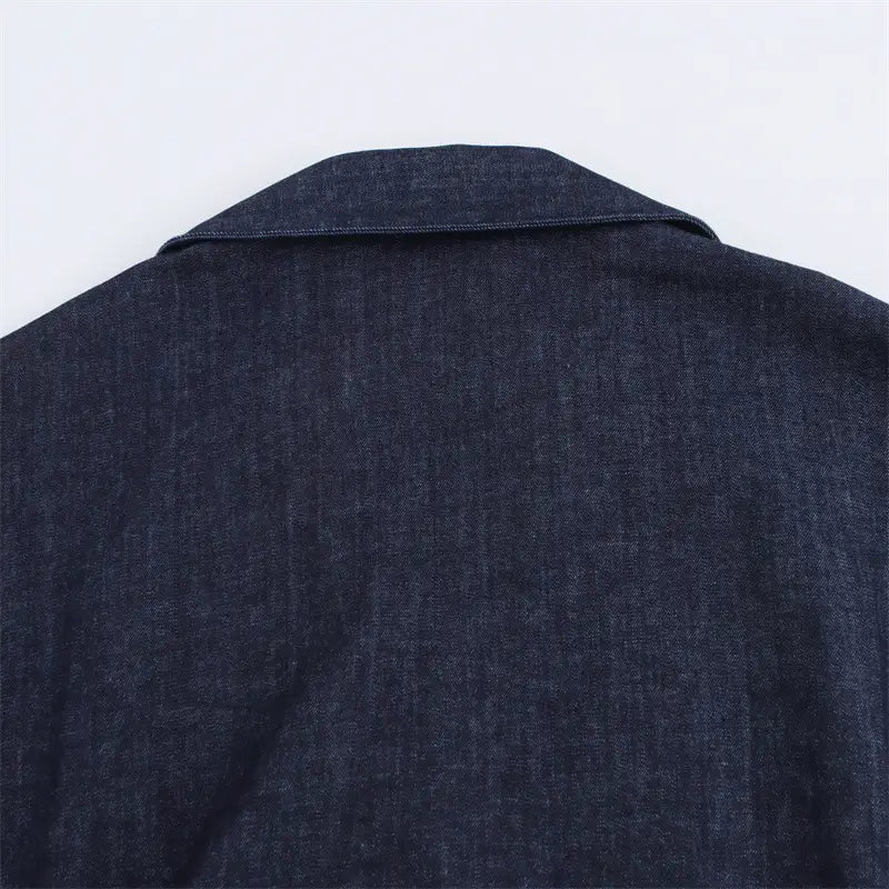 Elegant Midi Skjortklänning i Denim