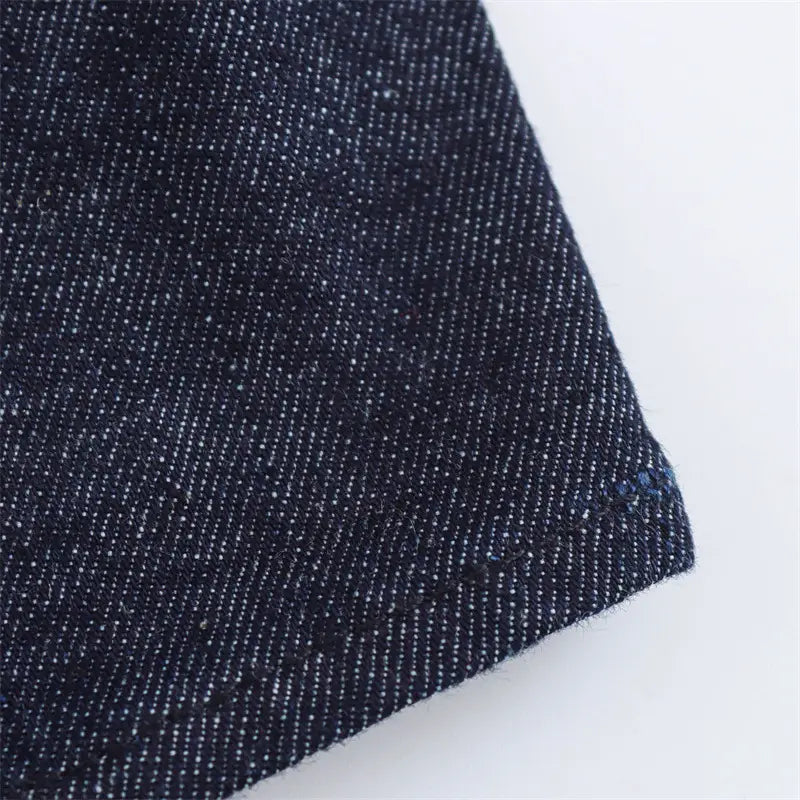 Elegant Midi Skjortklänning i Denim