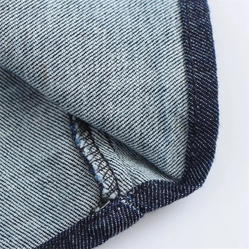 Elegant Midi Skjortklänning i Denim