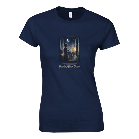 Eiffeltorn T-Shirt med motiv av Paris vid natt, elegant, stilren och konstnärlig design.
