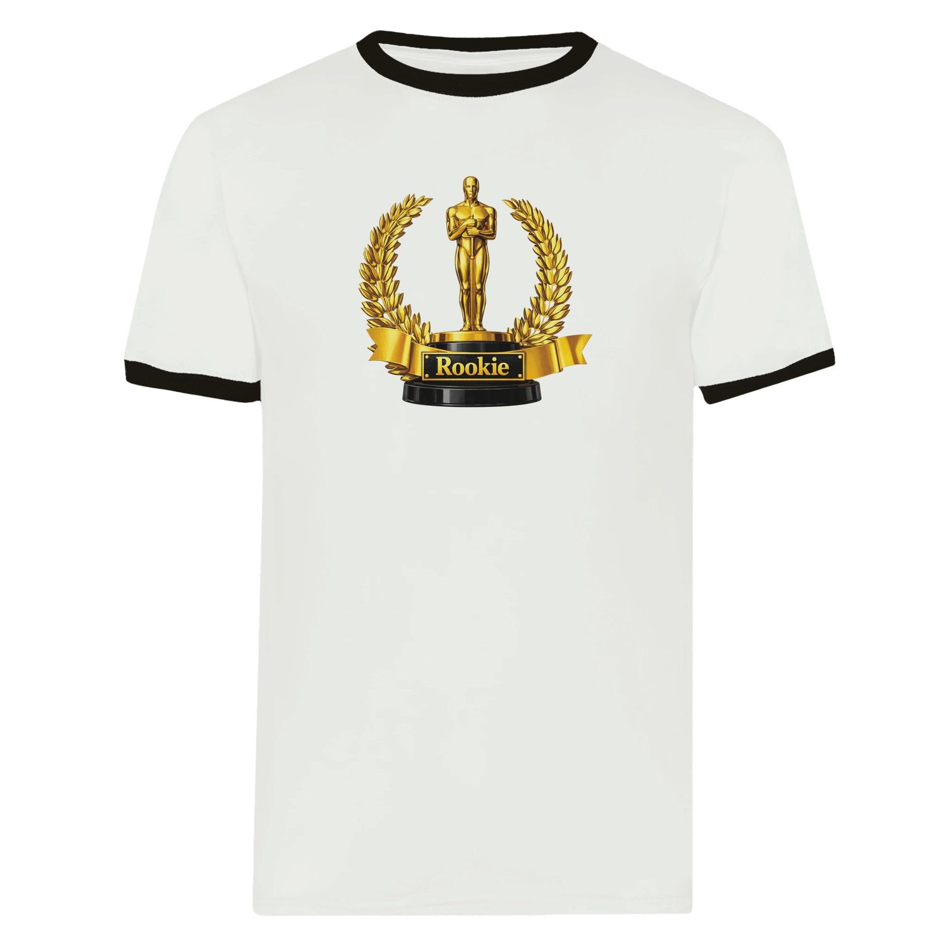 Unisex Gyllen Rookie Tee med gyllene trofé, framsida