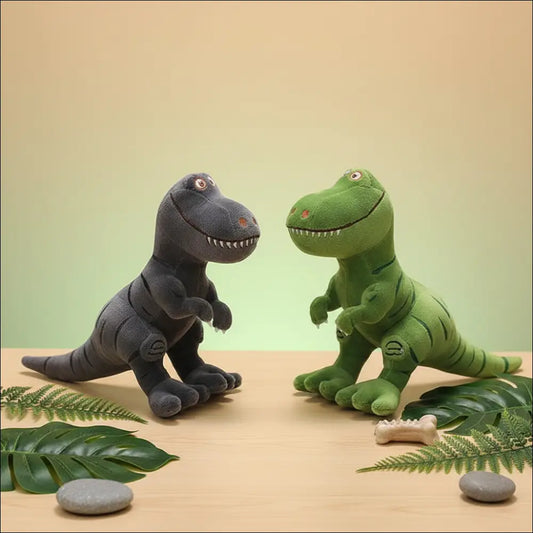 T-Rex plyschfigur i grön och svart, perfekt för barnrummet och som present, 40 cm lång.