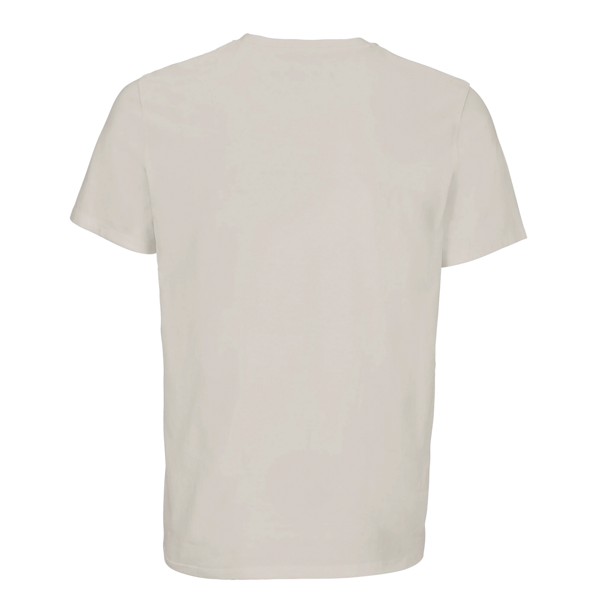 Baksidan av en ekologisk t-shirt med illustration av röda dansskor, mjuk och hållbar design.