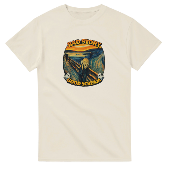 Bad Story Good Scream T-Shirt med scream grafiskt motiv i en expressionistisk design.