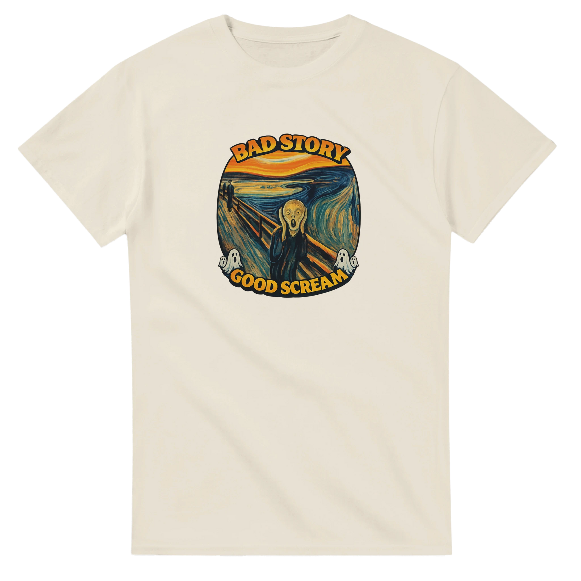 Bad Story Good Scream T-Shirt med scream grafiskt motiv i en expressionistisk design.