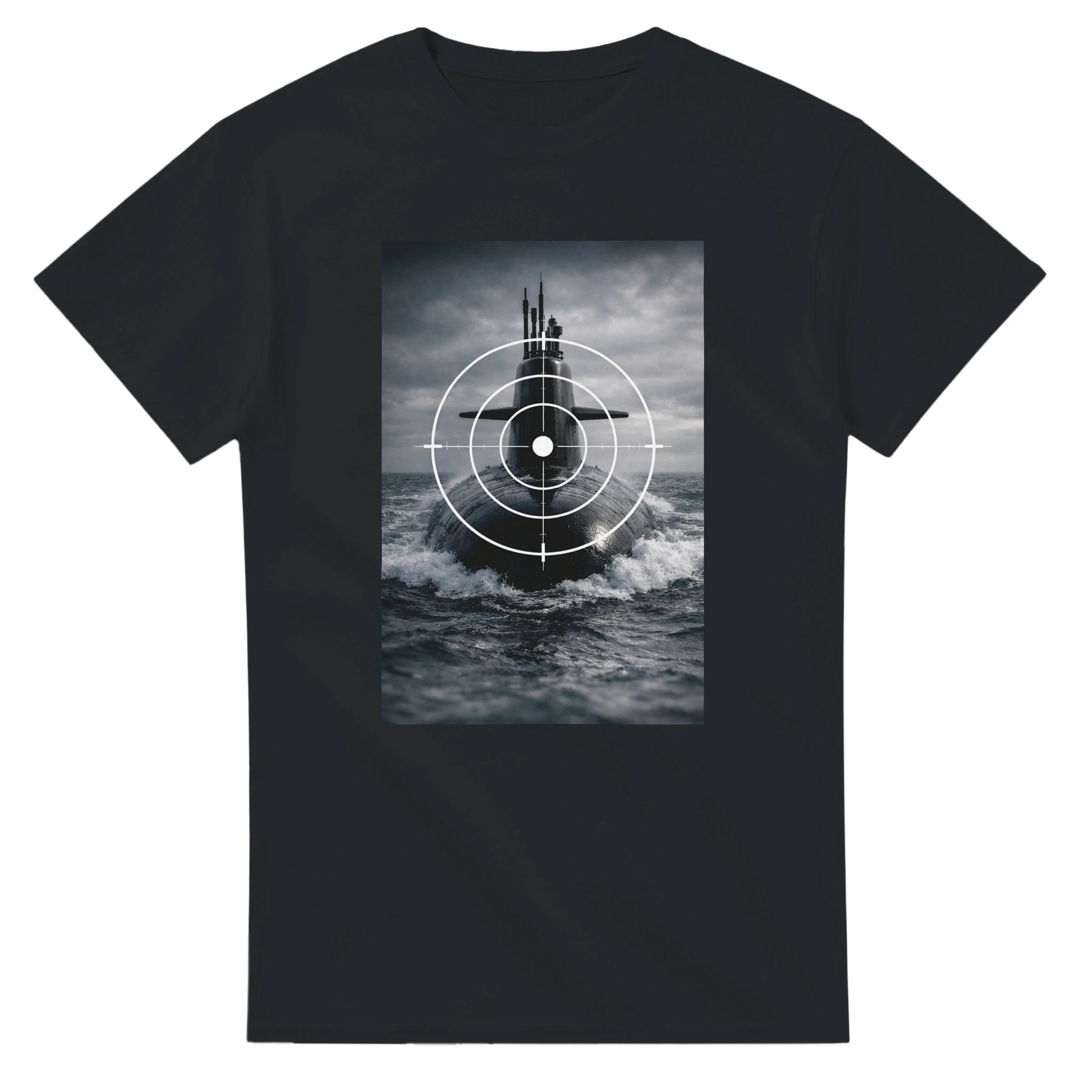 Ubåt T-shirt med grafiskt ubåtsmotiv i modern design och skarp detaljrikedom.