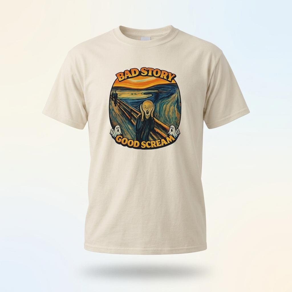 Bad Story Good Scream T‑Shirt med Scream Graphic Art motiv i uttrycksfull design.