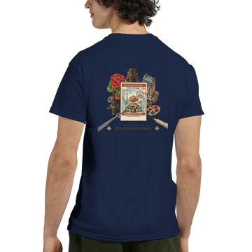 Paris 50s T-Shirt med vintage floral illustration och botaniska detaljer i mörkblått.