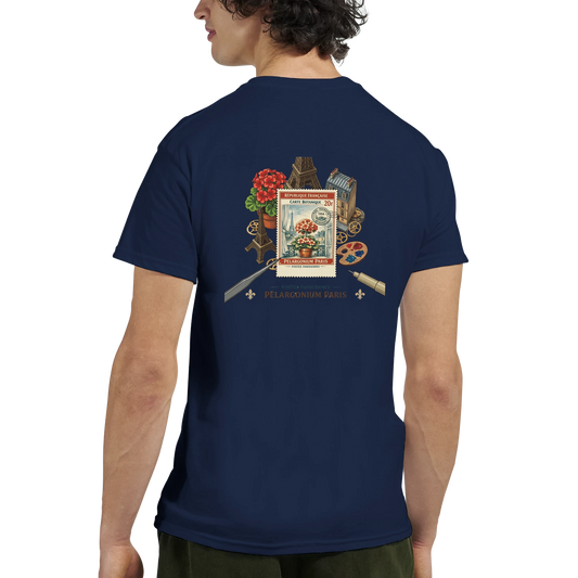 Paris 50s T-Shirt med vintage floral illustration och botaniska detaljer i mörkblått.