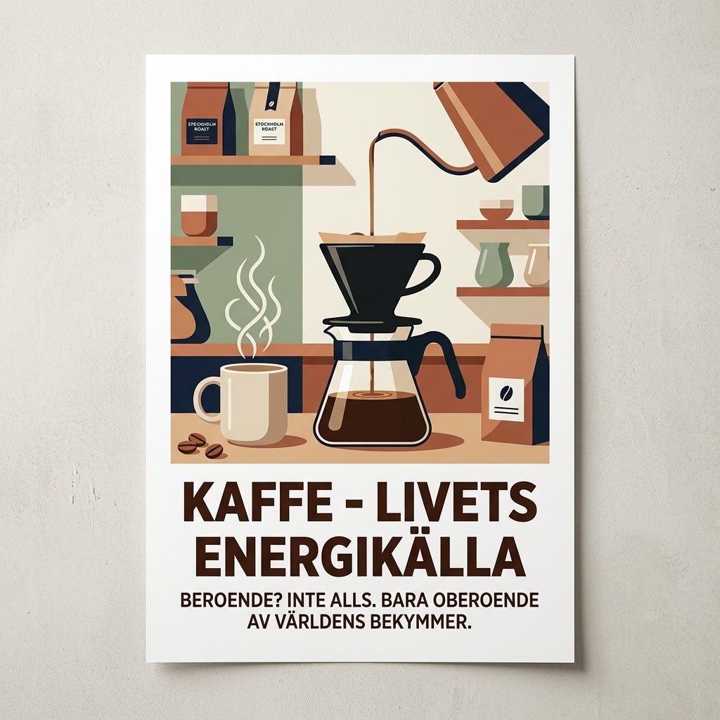 Koffein Poster Kaffe Postern är tryckt på högkvalitativt, matt och syrafritt papper