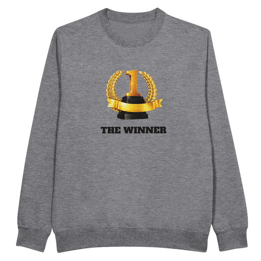 Snygg Sweatshirt med vinnartryck och medaljmotiv, perfekt för att fira segern.