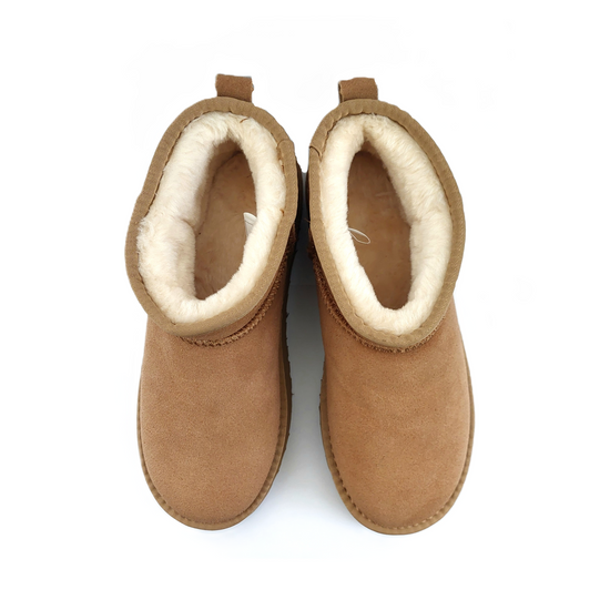 UGG Classic Ultra Mini Plattform Stövlett i chestnut med mjukt ullfoder och mocka, perfekt för stil och komfort.