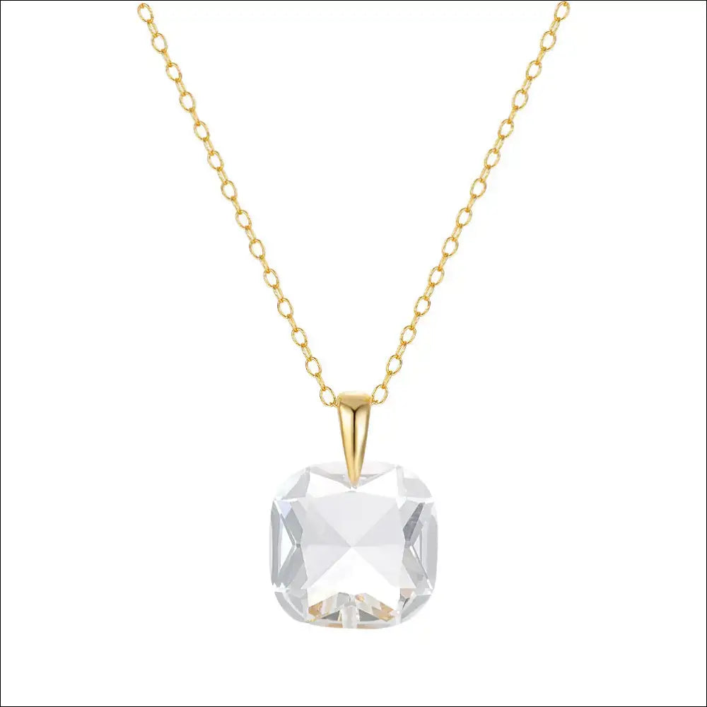 Stilrent kristallhalsband i guldton med 925 silver