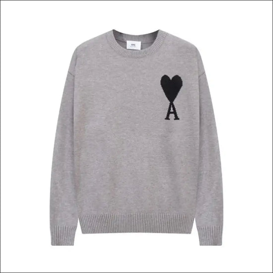 Ami Paris Märkt Sweatshirt Unisex med Hjärtlogotyp - Grå svart hjärta / S