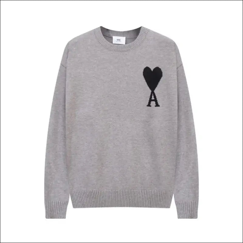 Ami Paris Märkt Sweatshirt Unisex med Hjärtlogotyp - Grå svart hjärta / S
