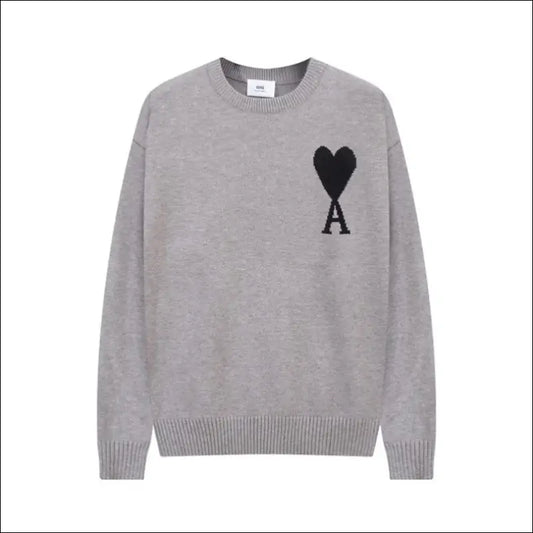Ami Sweatshirt Unisex svart och vit logo - gray black heart / S