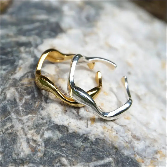 Asymmetrisk Silverring i Silver – Modern Design - Silverringar