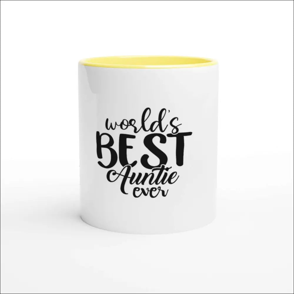 Bästa moster mugg för fikastunden grafisk vit-gul design - Print Material
