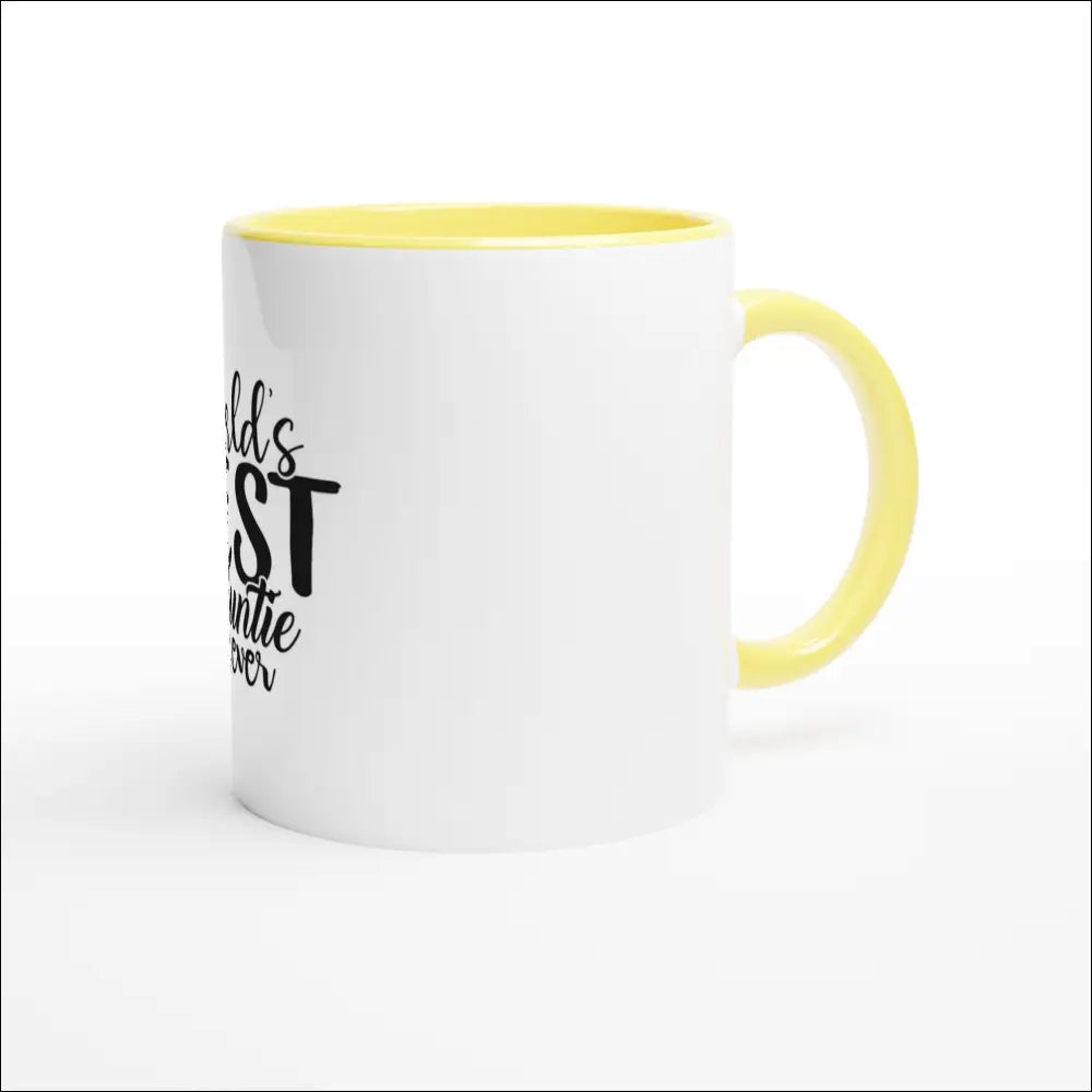 Bästa moster mugg för fikastunden grafisk vit-gul design - Print Material