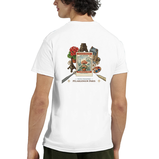 Paris 50s T-Shirt med vintage blommig illustration och botaniska detaljer på baksidan.
