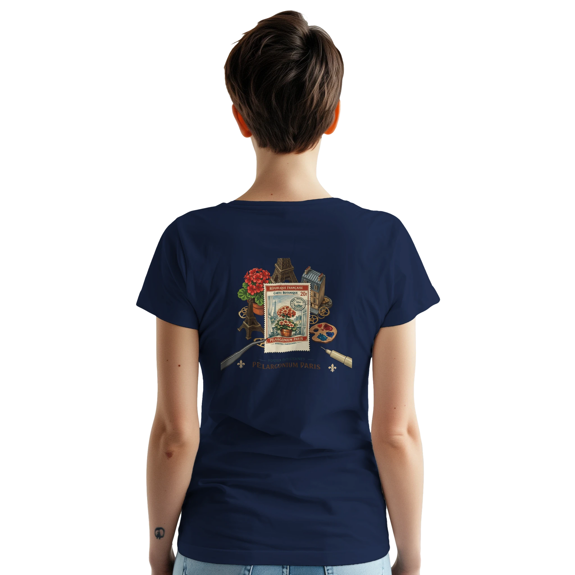 Paris 50s T-Shirt med vintage floral illustration och botanikdesign i klassisk stil.