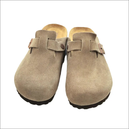 Birkenstock Boston – Taupe Mocka Pantolette med Mjuk Fotbädd Sandaler