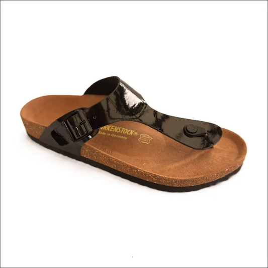 Birkenstock Gizeh Sandaler med T-rem och Ergonomisk Korksula för Komfort - Svart Spegel/ Softy Red / 34