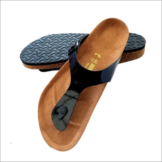 Birkenstock Gizeh Svart Spegel – Sandaler med T-rem och Ergonomisk Korksula