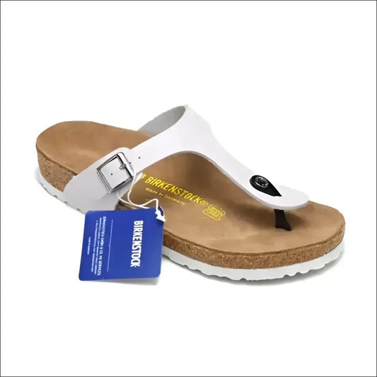 Birkenstock Gizeh Sandaler med T-rem och Ergonomisk Korksula för Komfort - White Matte / Softy Red / 34
