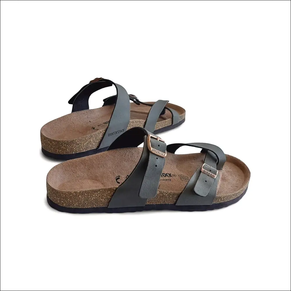 Birkenstock Mayari sandals in stone Birko-Flor with adjustable straps and cork-latex footbed