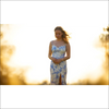 Blue White Floral Nattlinne med axelband Slits & Spetskant – Satinlook Klänningar