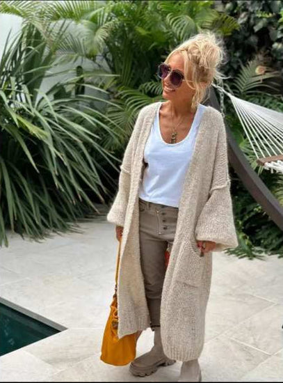 Boho kofta med Love Peace och Flower Power stil - Lång