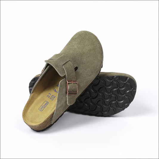 Boston Clog – Faded Khaki Soft Footbed Suede Leather - Sandaler