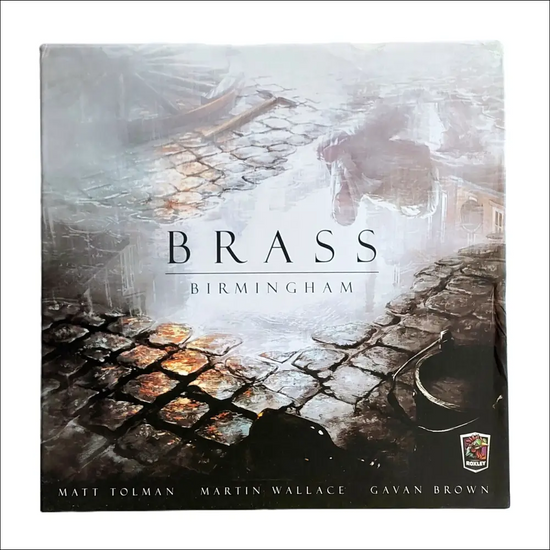 Brass Birmingham board game box featuring its title and artistic design.